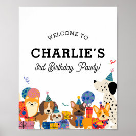 Lass Pawty Dog Welpe Geburtstagsparty Willkommen Poster