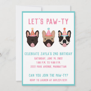 Lass Pawty French Bulldog Party Hats Einladung