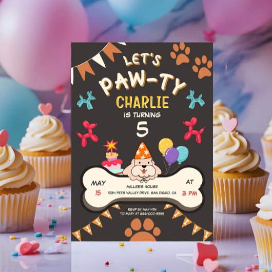 Lass Pawty Puppy Dog Birthday Party Einladung