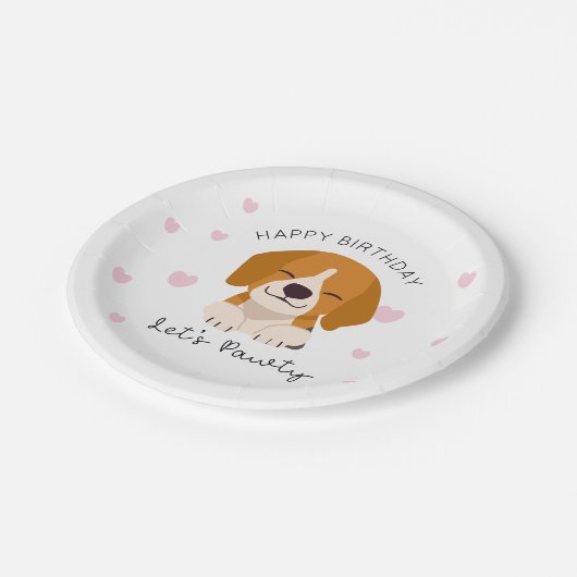 Lass Pawty Puppy Paper Tellers Dog Lover Tableware Pappteller (Schrägansicht)