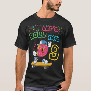 Lass Roll in 8. Geburtstag Donut farbenfrohe Bagel T-Shirt