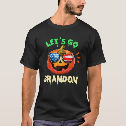 Lass’S Go Brandon Pumpkin Sonnenbrille Halloween T-Shirt (Vorderseite)
