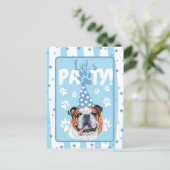 Lass`s pawdog-Illustration blue Birthday Inv Postkarte (Stehend Vorderseite)