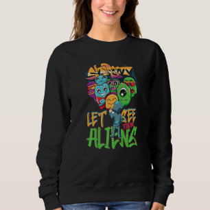 Lass sehen sie Außerirdischen Graffiti Spray Stree Sweatshirt