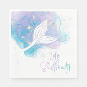 Lass Shellebrate Mermaid Schwanz Watercolor Geburt Serviette (Vorderseite)