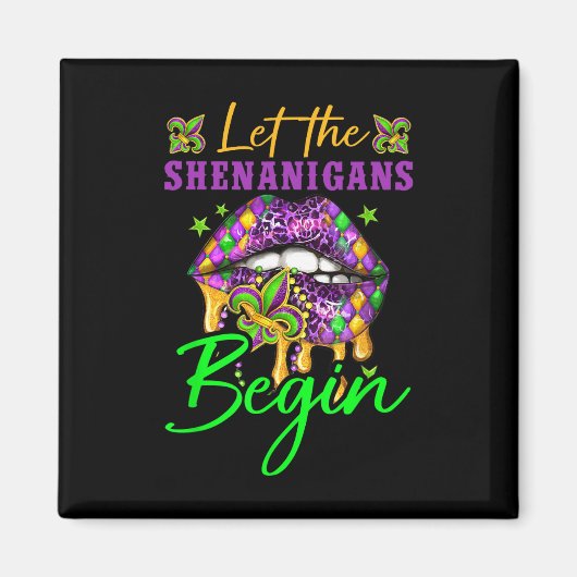 Lass Shenanigans Begin Mardi Gras Y Lips Frauen Magnet (Vorne)