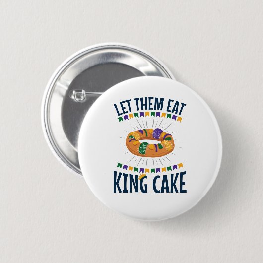 Lass sie essen King Cake Funny Mardi Gras Button (Vorne & Hinten)