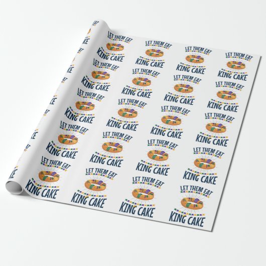 Lass sie essen King Cake Funny Mardi Gras Geschenkpapier (Ungerollt)