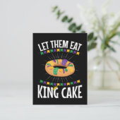 Lass sie essen King Cake Funny Mardi Gras Postkarte (Stehend Vorderseite)