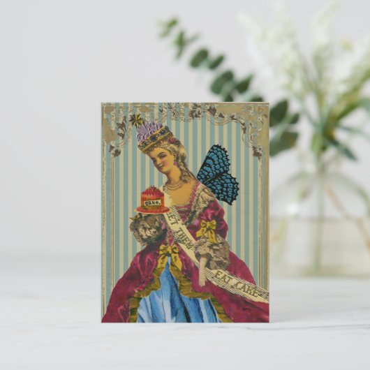 Lass sie essen Kuchen ~ Postkarte / Einladungen #1 (Stehend Vorderseite)
