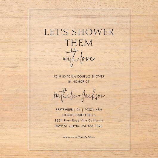 Lass sie uns mit Liebe duschen | Boho Shower Brida Acryleinladungen (Vorderseite)