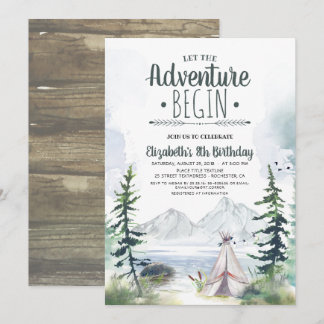 Lass The Adventure Begin Mountains Camping Geburts Einladung