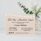 Lass The Adventure Begin Open House Grad Party Inv Einladung (Stehend Vorderseite)