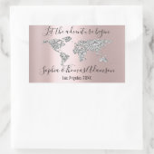 Lass The Adventure Begin Wedding World Map Rose Rechteckiger Aufkleber (Tasche)