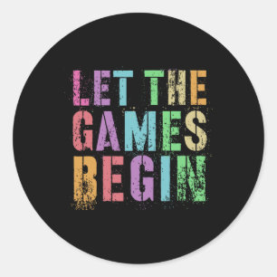 Lass the games Begin School's Out Field Day Legend Runder Aufkleber