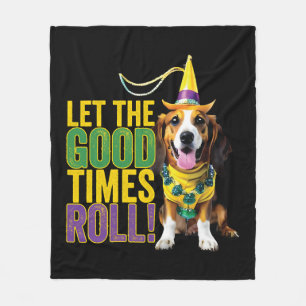 Lass The Good Times Roll - Funny Mardi Gras Hunde Fleecedecke