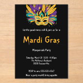 "Lass the Good Times Roll: Mardi Gras Celebration" Acryleinladungen (Vorderseite)
