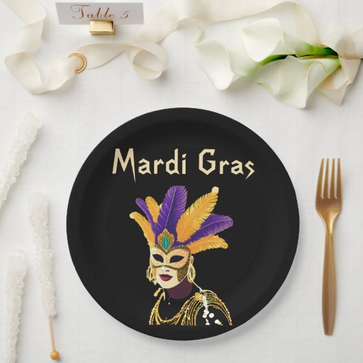 "Lass the Good Times Roll: Mardi Gras Celebration" Pappteller (Hochzeit)