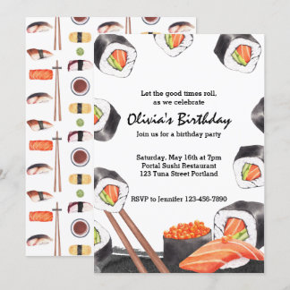 Lass the Good Times Roll Sushi Party Geburtstag Einladung