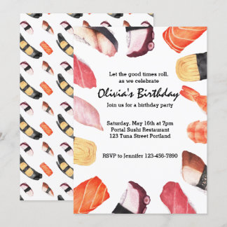 Lass the Good Times Roll Sushi Party Geburtstag Einladung