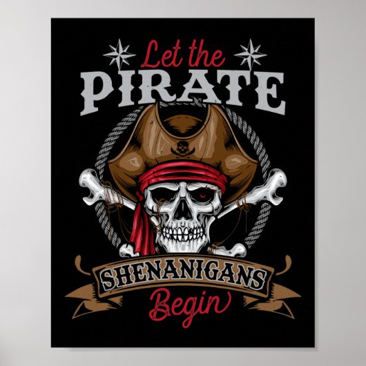 Lass The Pirate Shenanigans Begin Skeleton Hallowe Poster (Vorne)