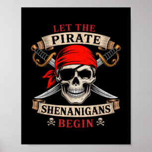 Lass The Pirate Shenanigans Begin Skull Halloween Poster