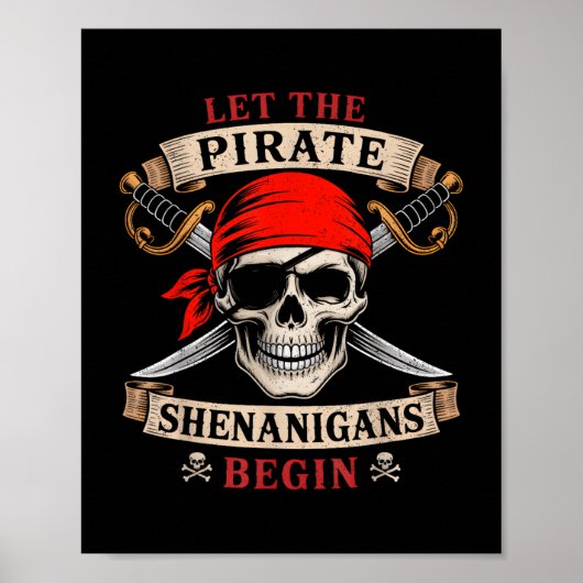 Lass The Pirate Shenanigans Begin Skull Halloween Poster (Vorne)