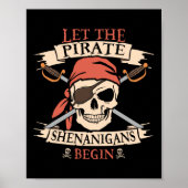 Lass The Pirate Shenanigans Beginnt Halloween Skul Poster (Vorne)
