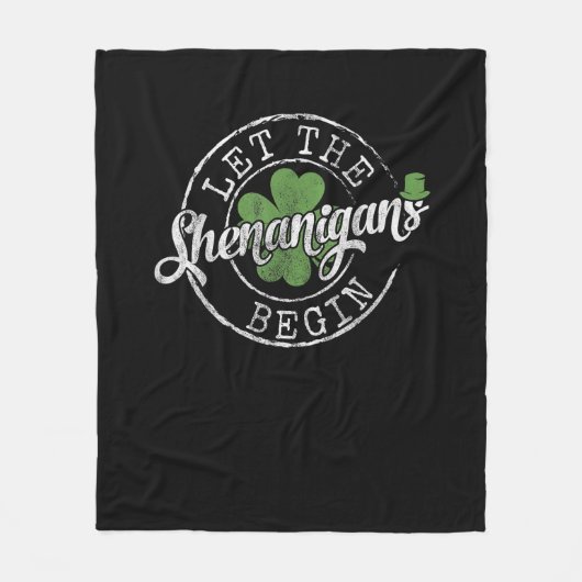 Lass The Shenanigans Begin Funny Clovers St Patric Fleecedecke (Vorderseite)