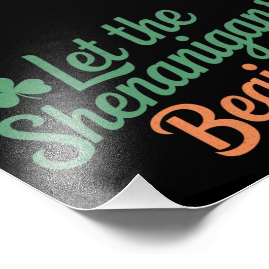 Lass The Shenanigans Begin Funny Irish St Patricks Fotodruck (Ecke)
