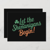 Lass The Shenanigans Begin Funny Irish St Patricks Postkarte (Vorne/Hinten)