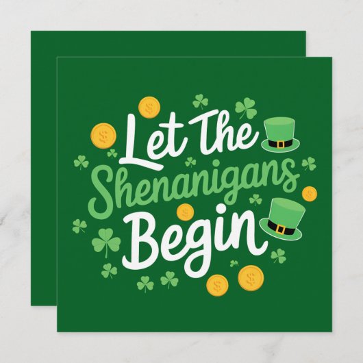Lass The Shenanigans Begin Funny St Patrick's Day Einladung (Vorne/Hinten)