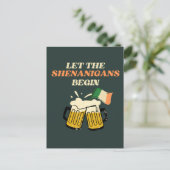 Lass The Shenanigans Begin Funny St. Patrick's Day Postkarte (Stehend Vorderseite)