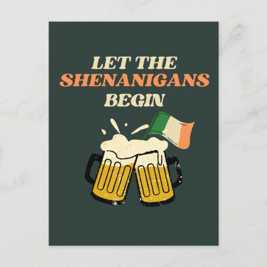 Lass The Shenanigans Begin Funny St. Patrick's Day Postkarte (Vorderseite)