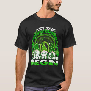 Lass The Shenanigans Begin Gnome Rainbow St Patric T-Shirt