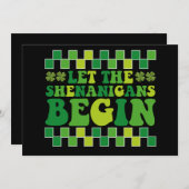 Lass The Shenanigans Begin Irish Groovy Retro Einladung (Vorne/Hinten)