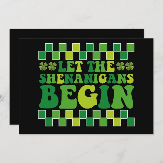 Lass The Shenanigans Begin Irish Groovy Retro Einladung (Vorne/Hinten)