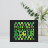 Lass The Shenanigans Begin Irish Groovy Retro Postkarte (Stehend Vorderseite)