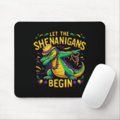 Lass The Shenanigans Begin Mardi Gras Dinosaur T-r Mousepad (Mit Mouse)