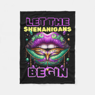 Lass The Shenanigans Begin Mardi Gras Lips 2025 Fleecedecke