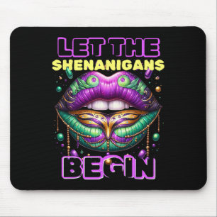 Lass The Shenanigans Begin Mardi Gras Lips 2025 Mousepad