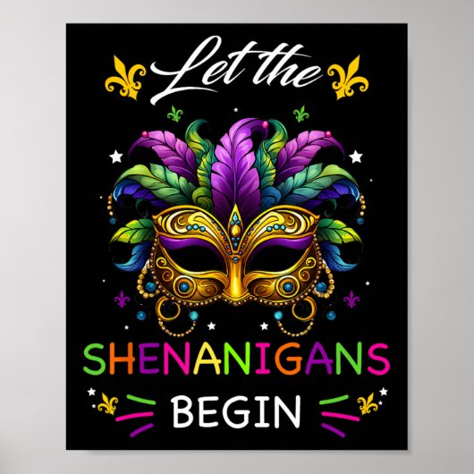 Lass The Shenanigans Begin Mardi Gras Party Maske  Poster (Vorne)