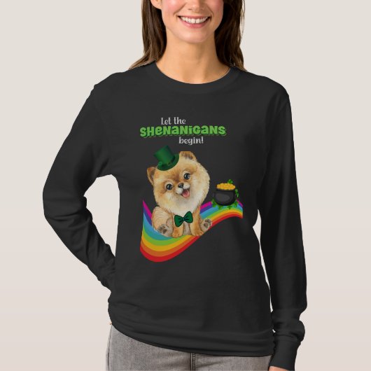 Lass The Shenanigans Begin St Patrick's Day Dog Lu T-Shirt (Vorderseite)