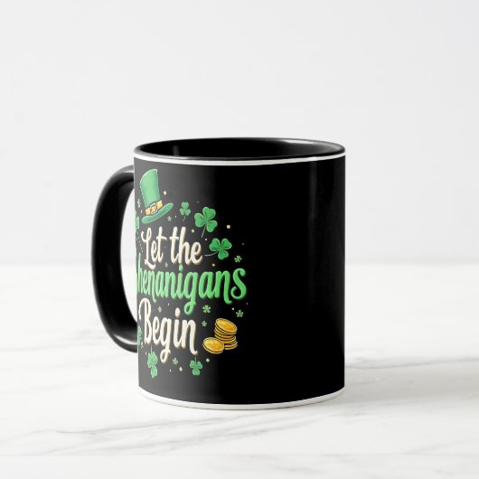 Lass The Shenanigans Begin St. Patrick's Day Funny Tasse (Vorderseite Links)
