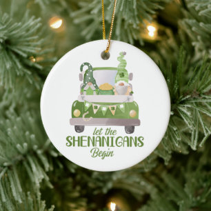 Lass The Shenanigans Begin St Patrick's Day Green Keramik Ornament