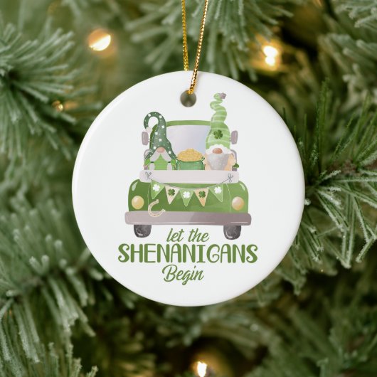 Lass The Shenanigans Begin St Patrick's Day Green Keramik Ornament (Baum)