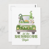 Lass The Shenanigans Begin St Patrick's Day Green Postkarte (Vorne/Hinten)