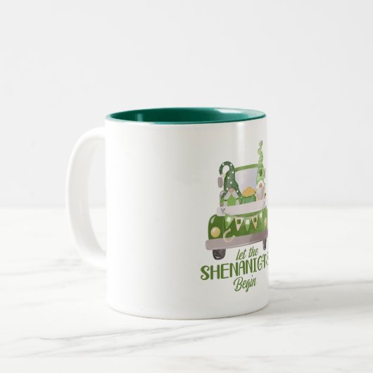 Lass The Shenanigans Begin St Patrick's Day Green Zweifarbige Tasse (Vorderseite Links)