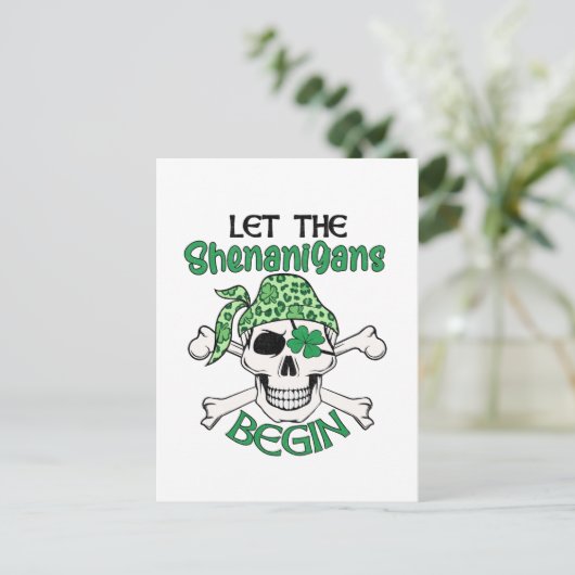 Lass The Shenanigans Begin St. Patrick's Day Postkarte (Stehend Vorderseite)
