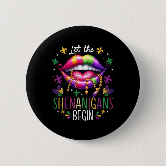 Lass The Shenanigans Frische Pasta machen Mardi Gr Button (Vorderseite)